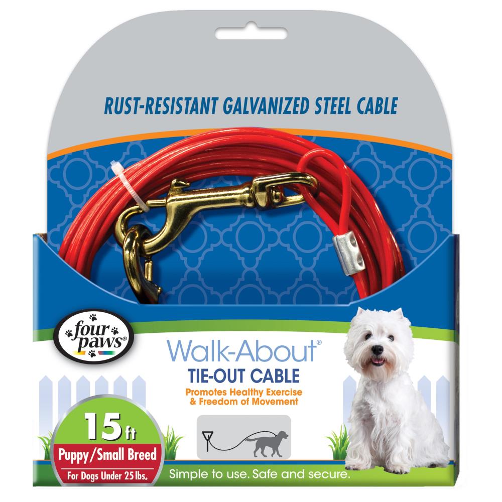 045663855154_Four Paws_Puppy Dog Tie Out Cable Red 15ft_InPackagingFront