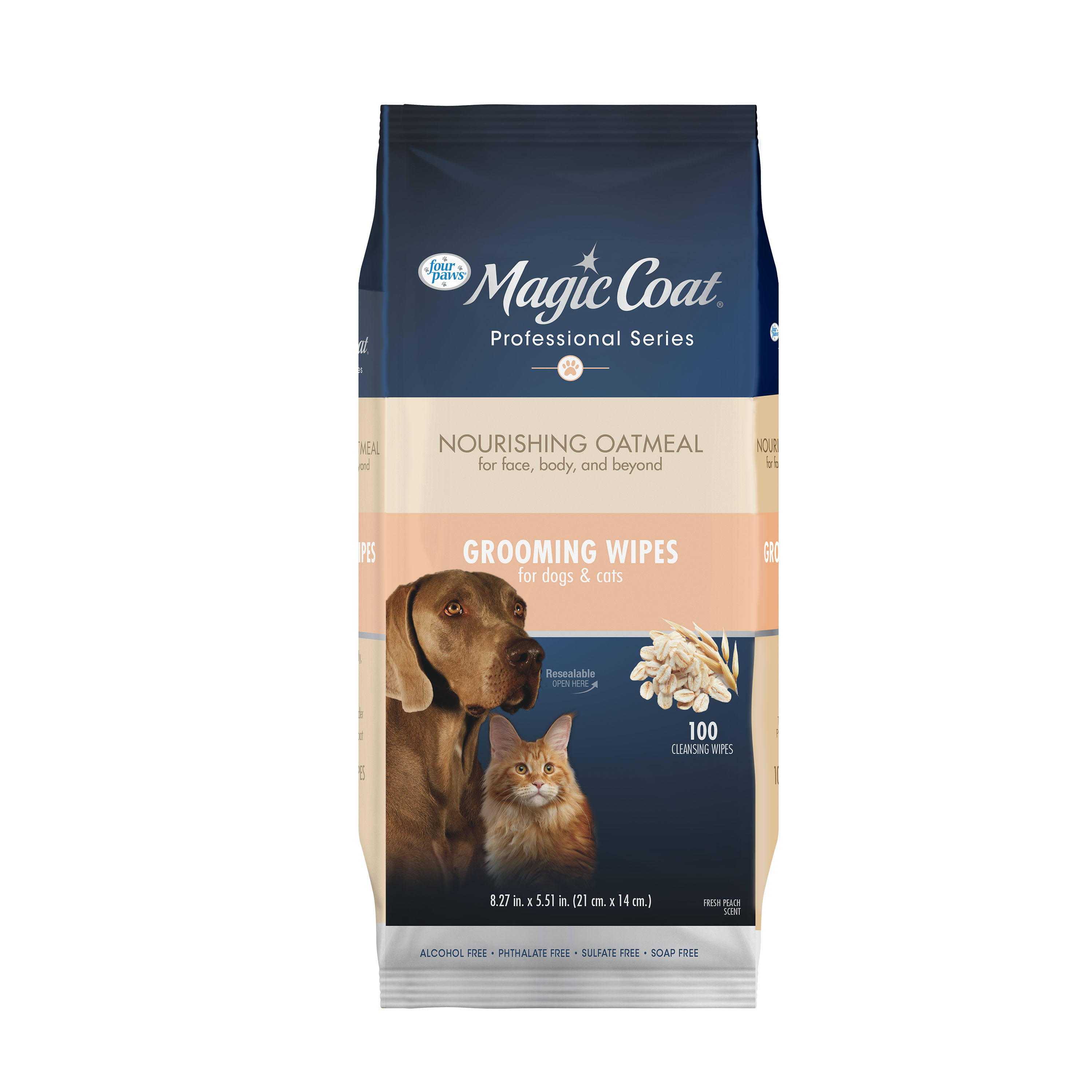 Magic Coat Professional Series Nourishing Oatmeal Cat and Dog Grooming Wipes front of package
