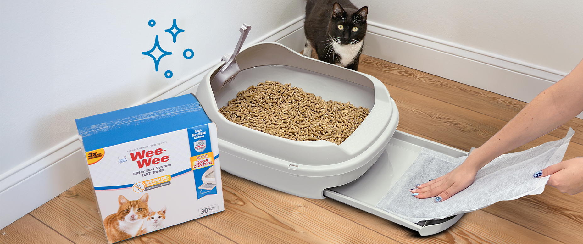 wee-wee cat pads litter box system