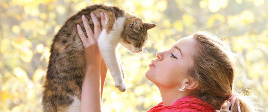 Woman holding cat