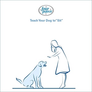 girl prompting dog to sit 