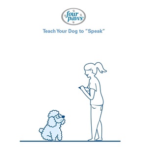 woman holding treat in front of dog