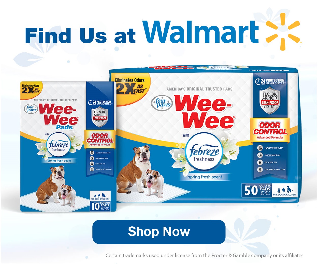 Febreze Wee-Wee Pads at Walmart Banner