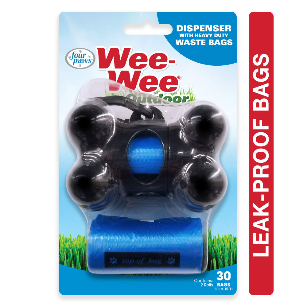 Front view of Four Paws Outdoor Dispenser With Heavy Duty Waste Bags Inpackagingfronthero in packaging
