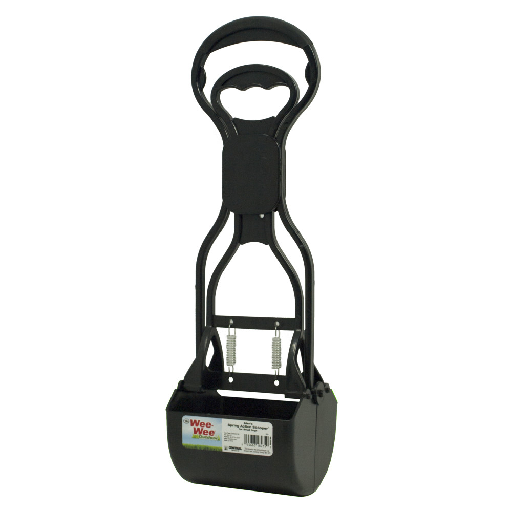 Front view of Four Paws Allens Spring Action Scooper For Small Dogs in packaging