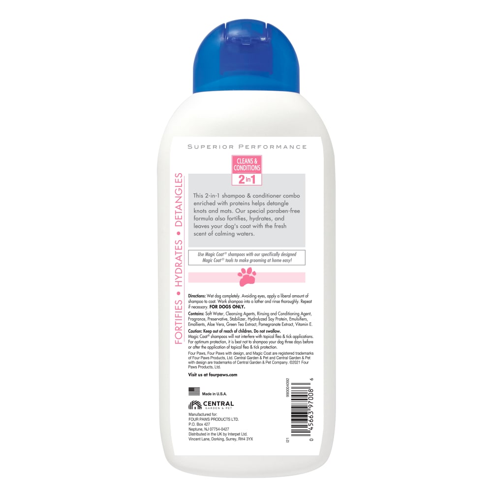 Back view of Four Paws 16oz 2in1 Shampoo Conditioner in packaging