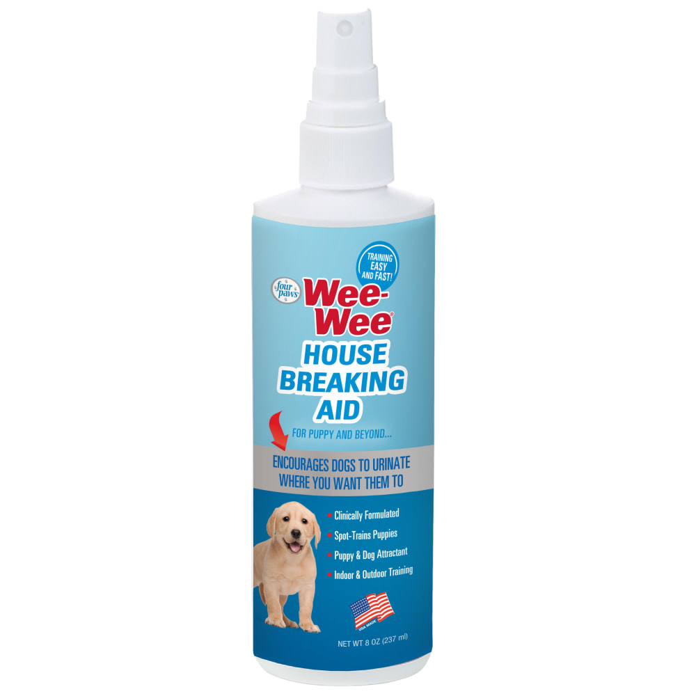 Front view of Fourpawsweeweepuppyhousebreakingspray in packaging