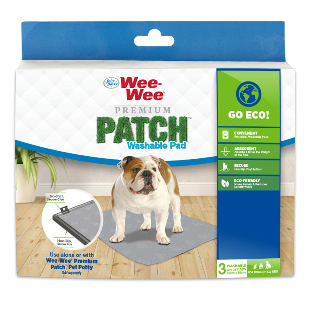 Front view of Four Paws Wee Wee Premium Patch Washable Pad Inpackagingfronthero in packaging