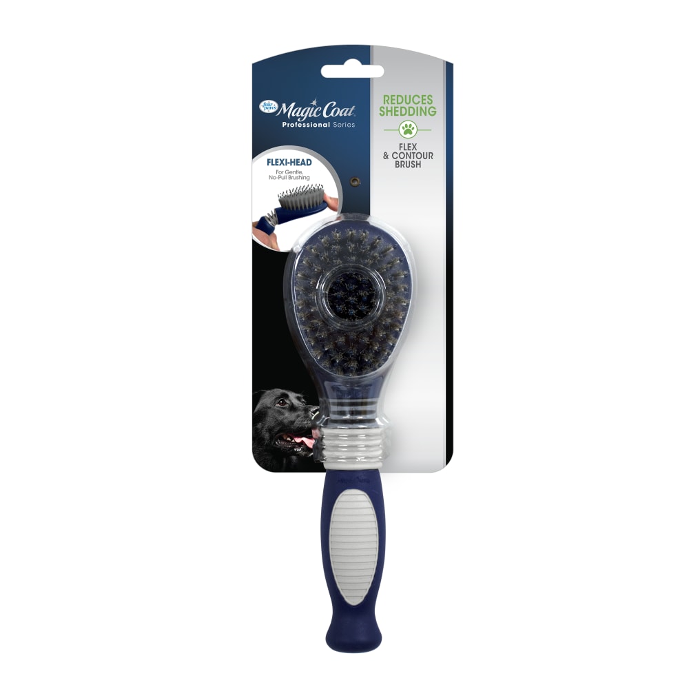 Front view of Four Paws Magic Coat Professional Series Flexihead Bristle Brush in packaging
