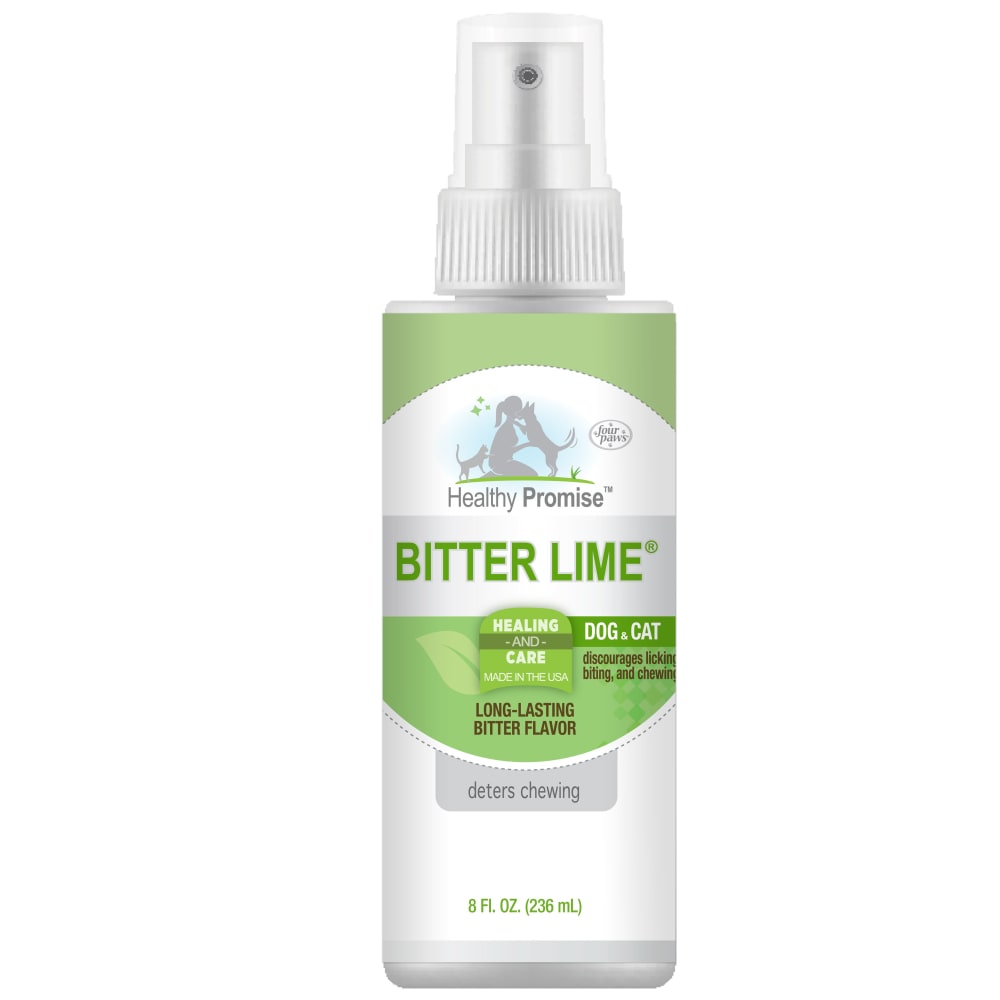 Front view of Four Paws Healthy Promise Bitter Lime Spray in packaging