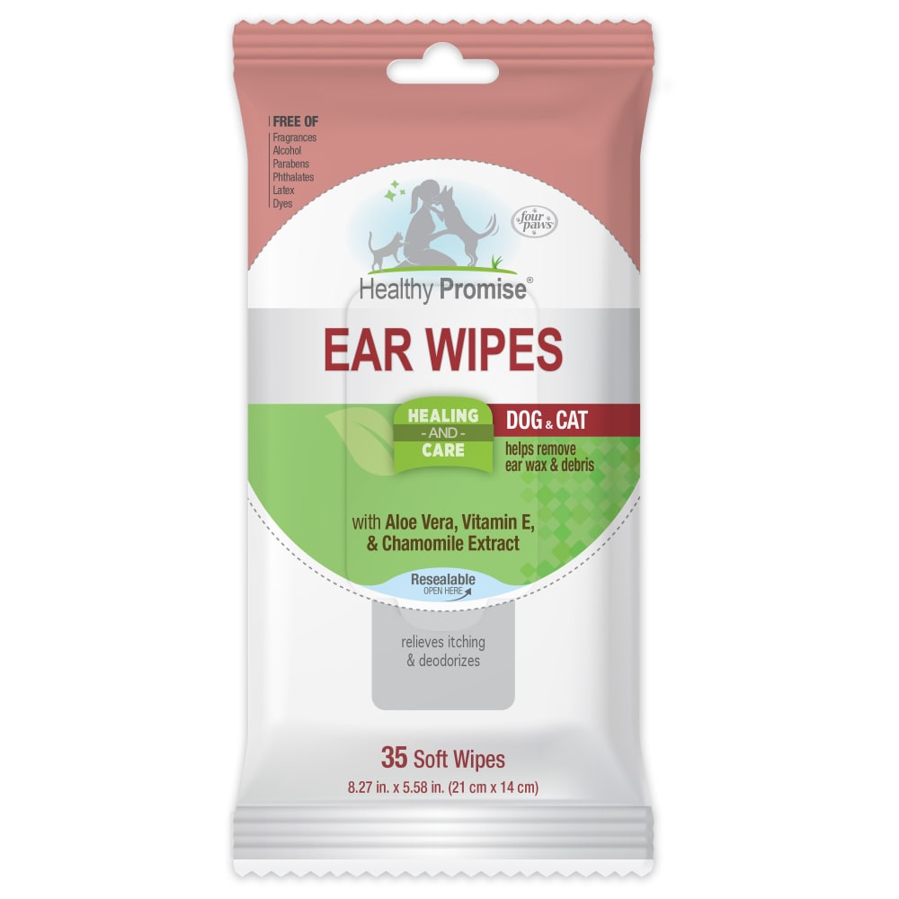 Front view of Four Paws Healthy Promise Ear Wipes in packaging