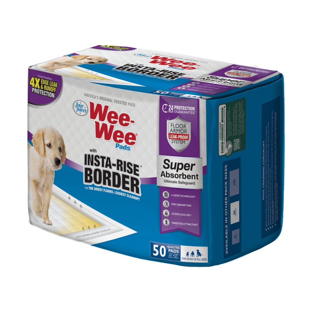 Side view of Four Paws Wee Wee Instarise 50ct in packaging