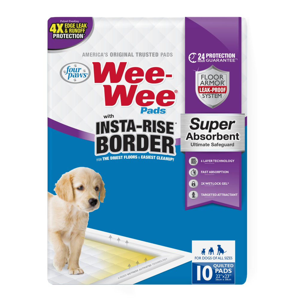 Front view of Four Paws Wee Wee Instarise 10ct in packaging