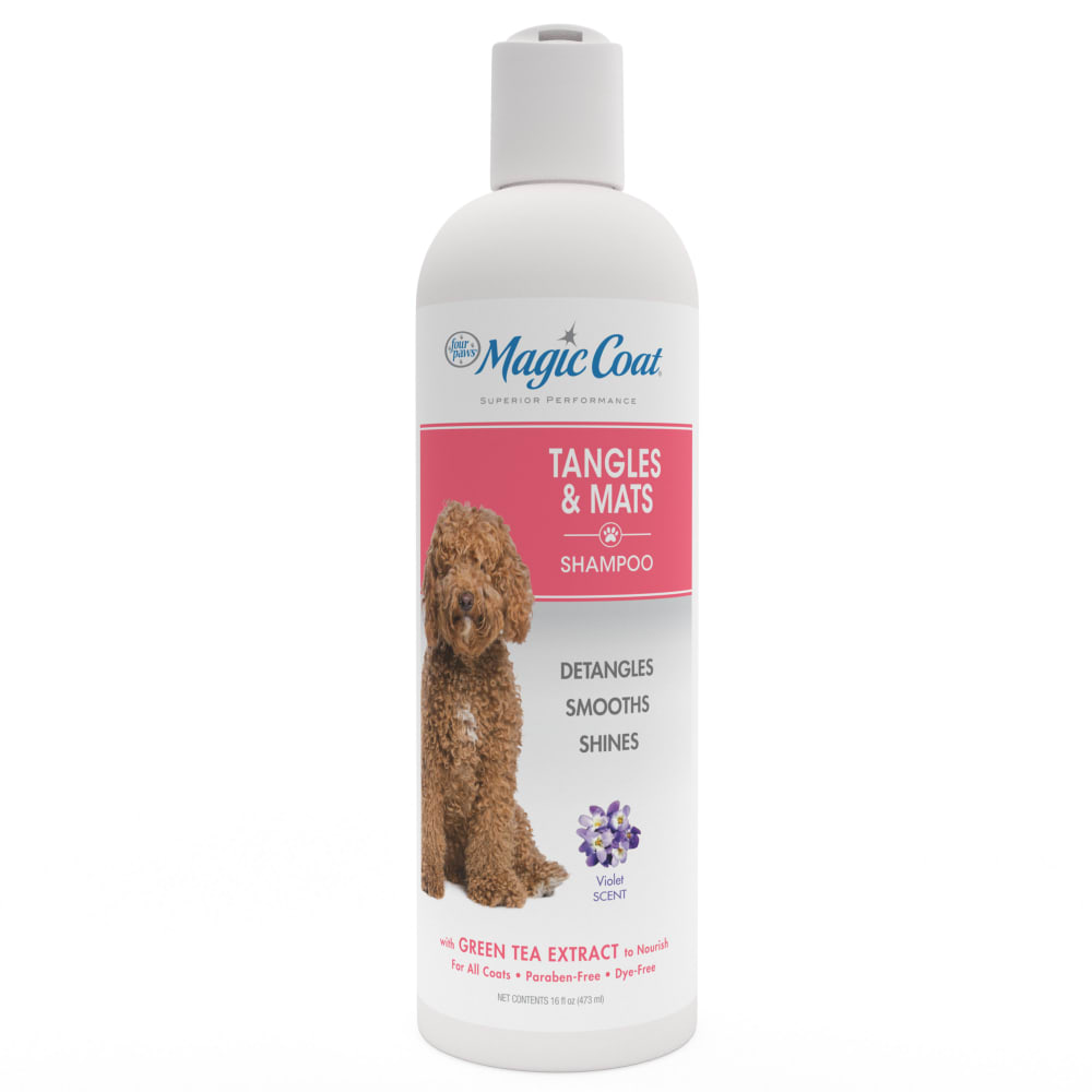 Front view of Four Paws Mc Tangles Mats Shampoo 16oz in packaging