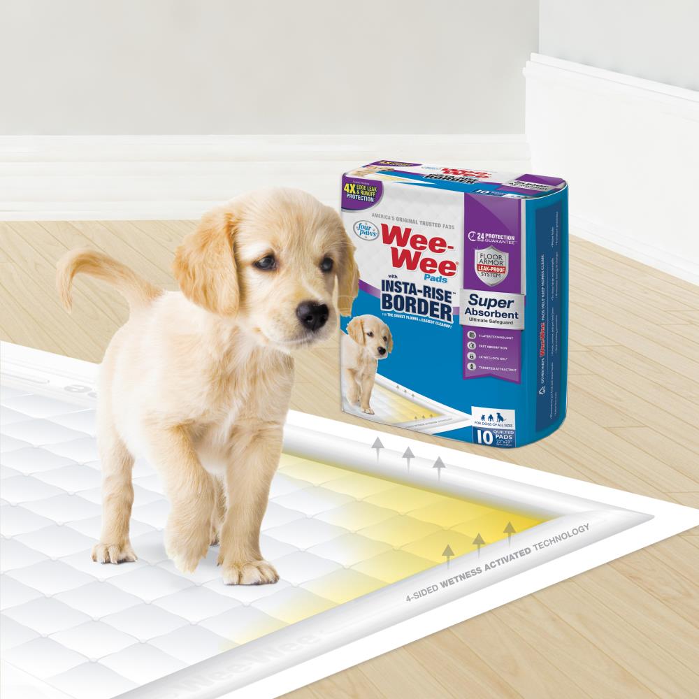 Wee Wee Super Absorbent Pads with Insta Rise Border Four Paws